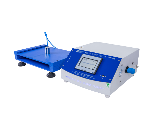 Pouch Burst Tester with Restraining Plates